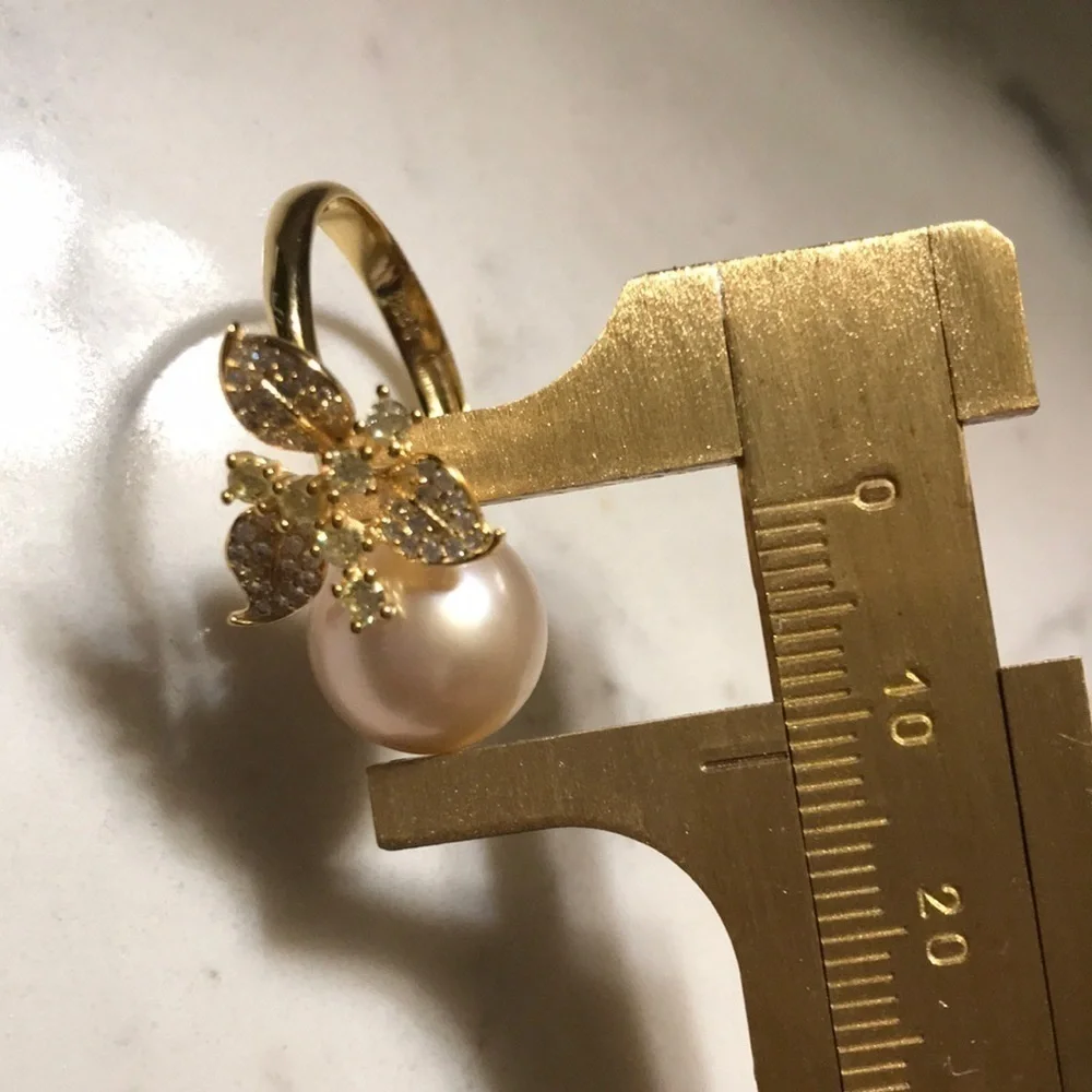 11.5mm Custom Made Genuine Pearl Clover Ring